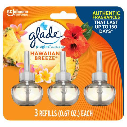 PlugIns Refill 3 CT, Hawaiian Breeze, 2.01 FL. OZ. Total, Scented Oil Air Freshener Infused